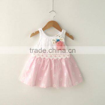 100% Cotton Short Sleeve Summer Lace Flower Baby Dress photo-2