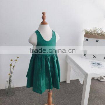 Factory Supply 2-7Y Little Girls Hollow Back Green One-piece Dress Little Girls photo-6