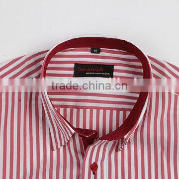 Burgundy Stripe Men's Stretch Shirts photo-3