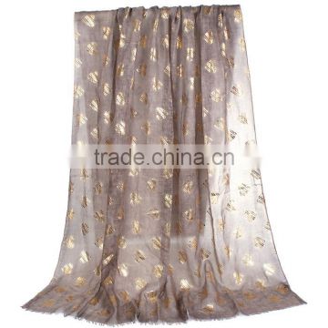 Cotton Polyester Blend Scarves & Wraps Rectangle Golden Brown Heart Import Scarf