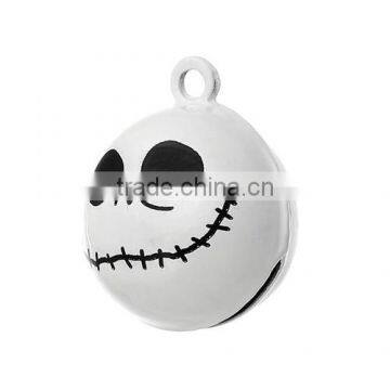 Copper Charm Pendants Nightmare Before Christmas Halloween Skull Bell White Skull Pattern 22.0mmx18.0mm