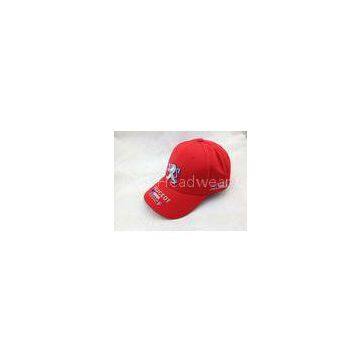 Raised 3D Embroidered Baseball Cap Red Promotional Hat with Embossed Buckle