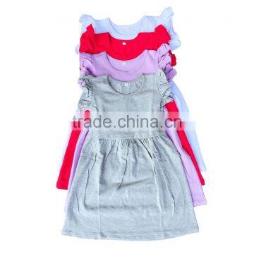 Wholesale Children Flutter Sleeveless Dress Baby Girls Cotton Ruffle Dressess Kids Boutique Clothes photo-3