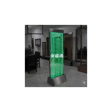 floor standing bubble wall in stainless steel and acrylic with colorful led light