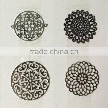 New Hot Filigree Stainless Steel Embellishments Findings Hollow Seed of Life Mandala Etch Slide Charm Pendant Jewelry Findings