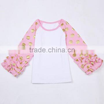 Wholesale Baby Icing Ruffle Shirt Top Quality Raglan Shirt Girls Clothes