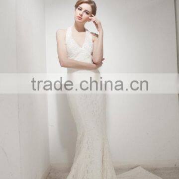 Mermaid Halter Neck Court Train With Elegant Lace Wedding Dress AS30602