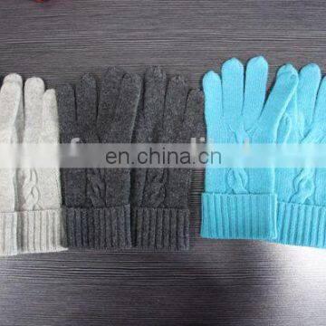 Factory wholesale knitted 100% cashmere gloves