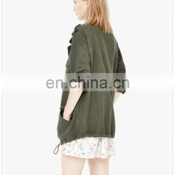 New Style High Quality Long Sleeve Womens Military Jacket Wholesale photo-3