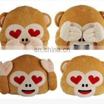 2017 New Design Emoticon Plush Monkey Emoji Pillow