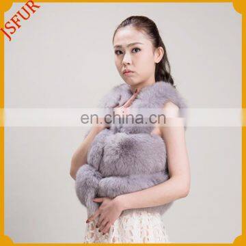 New Design Light Grey Real Silver Fox Fur Vest Women photo-3