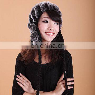 Charming Knitted Rex Rabbit Fur Skin Hats/fur hat