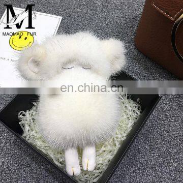 2016 Hot Selling Sleeping Sheep Bag Accessory Charm Mink Fur Luxury Key Chain