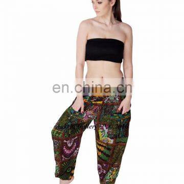 Indian 100% Cotton Harem Pants Beach Pocket Peacock Black Hippie Boho Pant