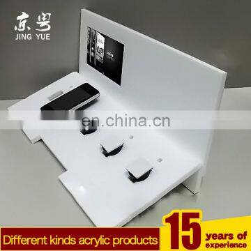 L shaped white pmma plexiglass acrylic cellphone display stand