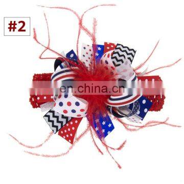 Girl Headband Hair Clips Independence Day Baby Hair Accessories With Fur 4Colors