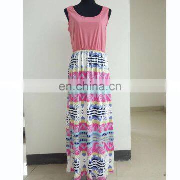 2019 Mommy and me Pink Print Cotton Sleeveless Kids Women Maxi Dress Summer (this Link for Girls,1-13years) photo-3