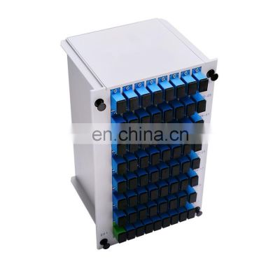 Ftth 1x64 plc box splitter steel tube pon corning fiber optical modular plc splitter plc splitter-rackmont type