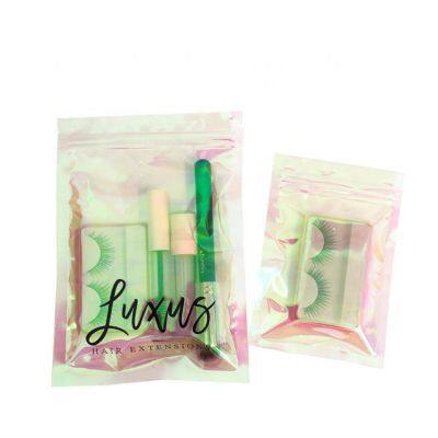 Holographic Clear Plastic Makeup Eyelash Bags Custom Logo With Zipper photo-3