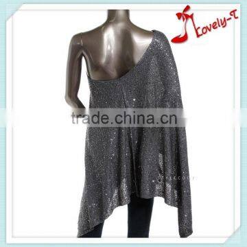 Latest Design Pull Over Crew Neck Fashion Sequined Women Poncho ,wholesale Ladies Poncho Sweater photo-2