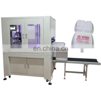 Single Color Disposable Meal Food Lunch Box Container Screen Printing Machine With Auto unloading Conveyor