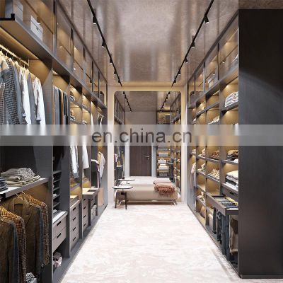 Custom Bedroom Cabinets Cloakroom Wardrobe Walk-in Closet With Aluminum Glass Door