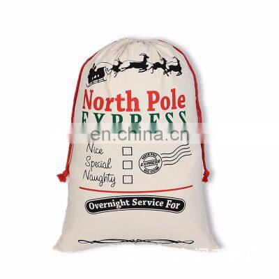 2021 Hot Selling Christmas Sack Canva Bag Cotton Drawstring With Customized Logo Sublimation Blank Christmas Santa Gift Bag photo-2