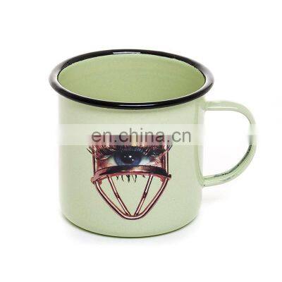 Personalized colorful printing personalized sublimation guaranteed quality 12oz tin cup enamel for coffee