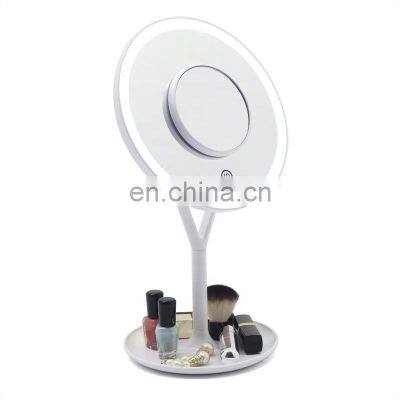 USB Charging Smart Cosmetic Mirror Desktop LED Makeup Mirror With Light 5x Magnification Beauty Makeup Mirror photo-4