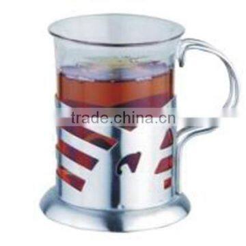 Glass Coffee Cup With Stainless Steel Handle, Drinking Glass Coffee Cup,coffee Cup With High Quality photo-3