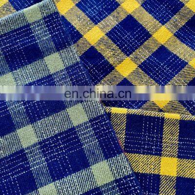 Free sample check  wholesale stock lot pure Cotton check shirting  fabrics