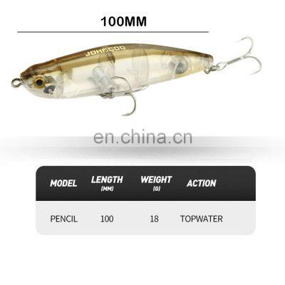 JOHNCOO Pencil Fishing Lures Topwater Wobblers 100mm 18g Surface Walk The Dog Bass Pike Sparrow Hard Bait WTD Popper photo-2