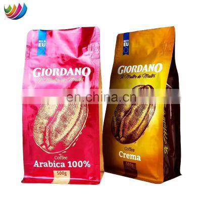 Factory OEM Bolsas De Cafe Box Bottom Mylar Stand Up Pouch Aluminium Foil Bean Coffee Bag With Valve photo-3