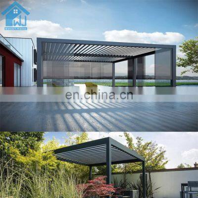 Modern Designs Swimming Pool Electric Pergola Roof With Side Sun Screen electric aluminum pergola outdoor