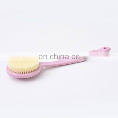 Bathroom Rubbing Back Silica Gel Long Handle Soft Fur Nylon Bristle Plastic BPA Free Scrubber Bath Brush photo-3