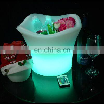 Color Changing Custom Logo Design Bright Ice Bucket Portable Party Use Led Rechargeable Cooler Glowing Plastic LED ice bucket