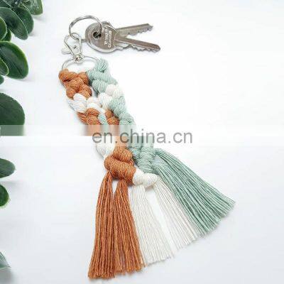 Hot Sale Macrame Keychain Pastel Colors Handmade Woven Bag Charm Boho Rustic photo-3