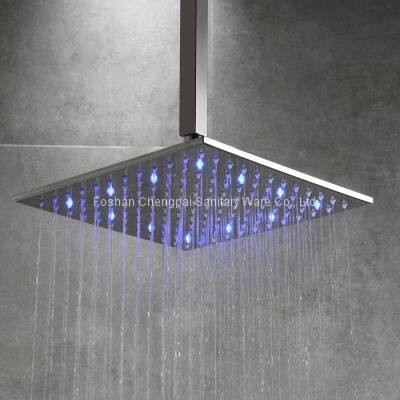 LED shower head polished rain showerhead in 304 stainless steel size 30x30cm