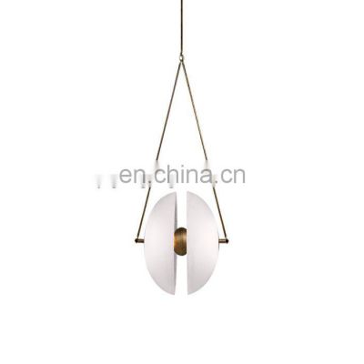 New design brass frosted glass lampshade chandelier round indoor living room bedroom hotel decoration lighting brass chandelier