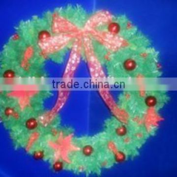 Natural rattan christmas garland with green leaves and berries/luxury led christmas garland