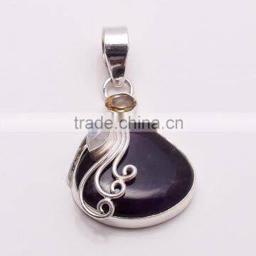 AMETHYST AND MULTI-STONES PENDANT 925 Sterling Silver Pendant, SILVER JEWELRY EXPORTER,SILVER JEWELRY WHOLESALE,FINE SILVER