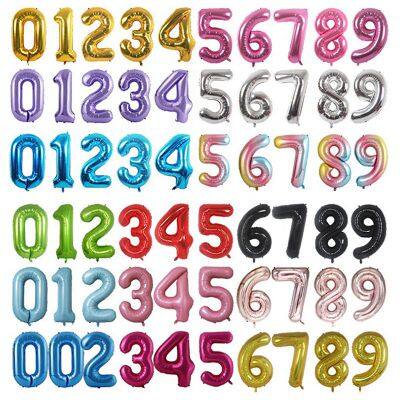 Happy Birthday Balloon Aluminium Set Custom 16 32 40 Inch 0-9 Number Shape Party Decorations Foil Balloons Globo