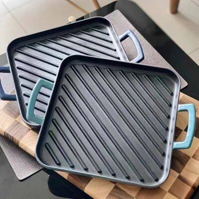 OEM Wholesale Cheap Price Health Cooking at Home Metal Cast Iron Classic Grill Pan for Family Steak Cast Iron Griddle Pan photo-4