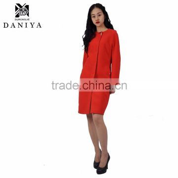 New Warm keeper OEM high quality red casual overcoats woolen long women winter coat