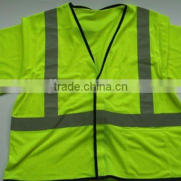 High visibility mesh safety vest with 3M tape