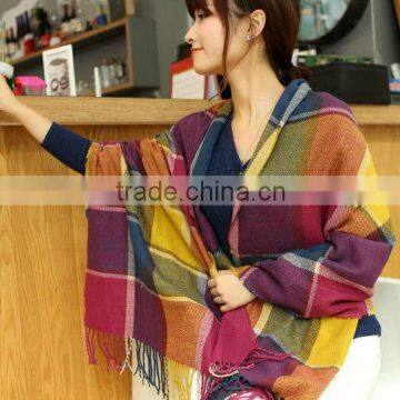 Fashion Plaid Ladies Cashmere Shawl