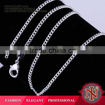 hot Lastest 2mm*16inches cable chain silver necklace LKNSPCC015