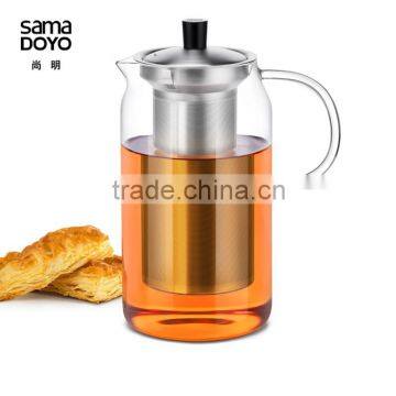 New! SAMADOYO High Quality Handblown Glass Drinkware with Stainless Steel Infuser and Cups Factory