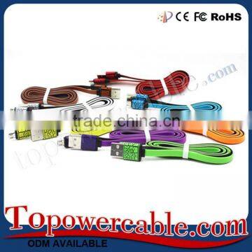 Factory Supply Wholesale Long Flat Noodle Nylon Braided USB Data Cables photo-2