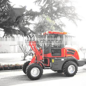 Hydraulic 1.2ton mini wheel loader,4wd with CE,49.6HP engine,joystick,wider tyre,cabin,adjustable steering